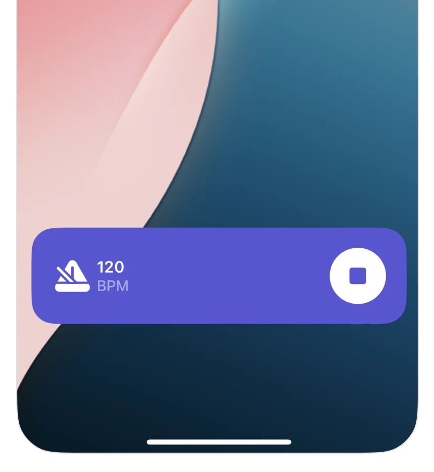 Lockscreen live activity showing current tempo in Subdivide app