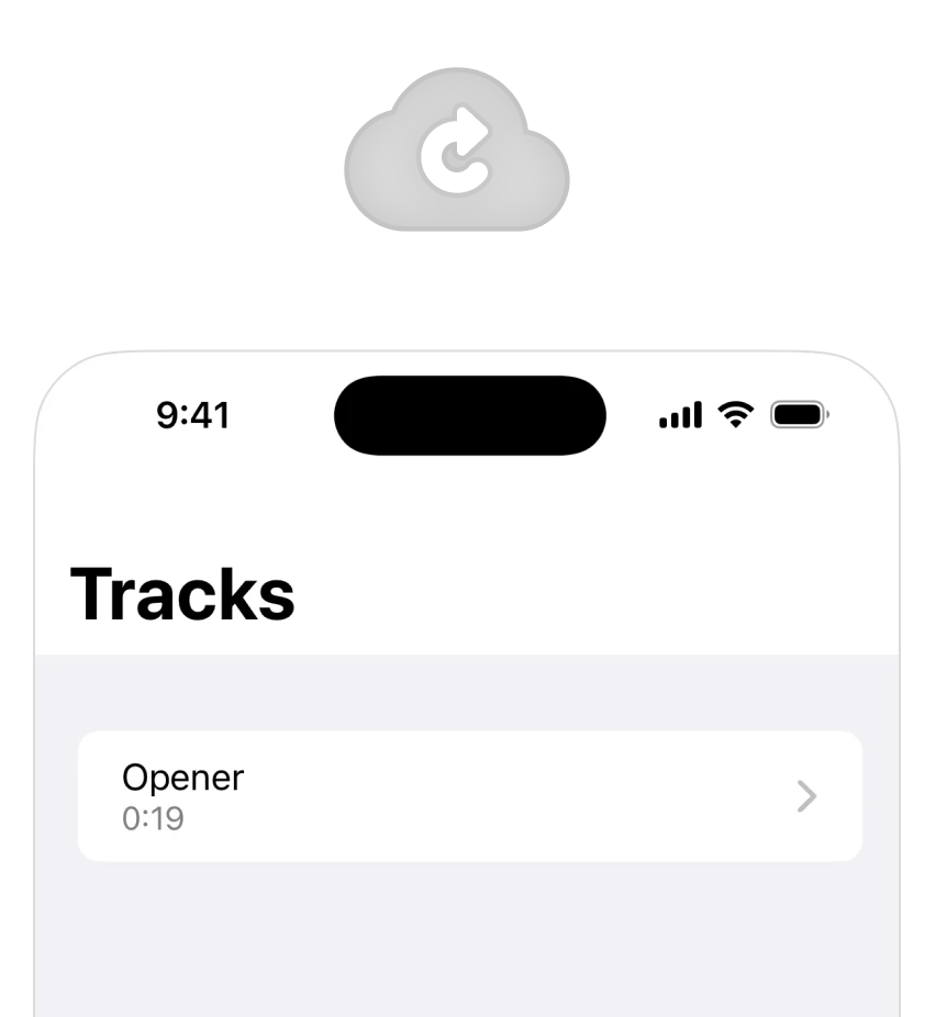 Cloud sync icon representing iCloud synchronization for Subdivide tracks